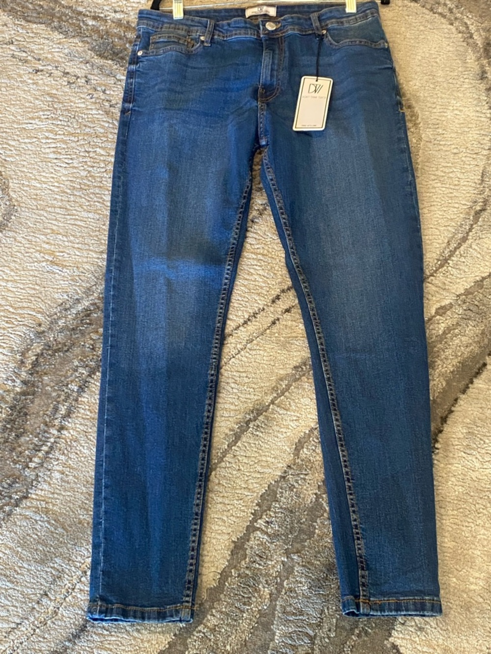 DTT" (Don't Think Twice) ASOS mid blue stretch skinny fit jeans. 34X32 NWT